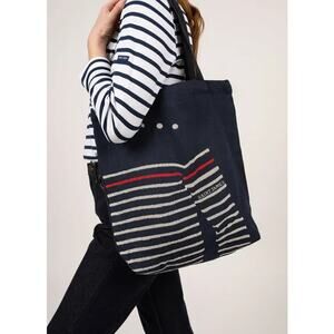 Saint James Striped Tote Bag ~ Navy
